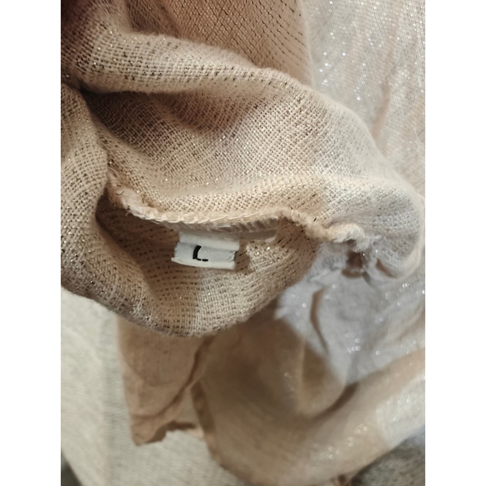 CP Shades Sparkle Linen Tank Top Champagne Beige V-Neck Empire Waist Large - Picture 5 of 5